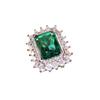 Huitan e-commerce transfronteiriço mais vendido joias de mão luxo Quadrado cravejado com diamantes completos anel de zircônia verde para avó atacado