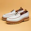 [Pre-orden No en stock] Zapatos Derby Blancos de Estilo Británico Clásico para Hombre, Zapatos de Cuero Versátiles de Gama Alta para Traje de Boda