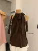 Wgwe9105 Ropa de Mujer Guangzhou Shisanxing Verano Nuevo Estilo Chaleco sin Mangas de Atar Cuello Halter Volante Top Versátil