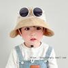 Chapéu de Sol com Óculos de Sol para Bebê Chapéu de Sol de Verão com Aba Larga Chapéu de Pescador de Malha para Bebê Chapéu de Sol para Uso Externo para Meninos e Meninas