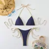 2026 Nuevo Estilo Europeo y Americano Bloque de Color Amazon Comercio Exterior Traje de Baño, Bikini de Dos Piezas con Atar, Vestido de Playa para Mujer, Bikini para Aguas Termales
