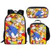 Transfronterizo Nuevo Sonic Mochila Escolar Set de Tres Piezas Estudiante de Primaria Mochila Animada Bolsa de Almuerzo Estuche Set de Tres Piezas