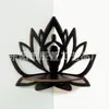 Prateleira de Parede em Madeira com Mandala em Forma de Lótus para Sala de Meditação e Canto de Decoração de Estúdio de Yoga