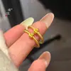 Anillo de Calabaza Vintage de Lujo con Hilo de Diamante Cepillado Chapado en Oro para Mujeres con Sentido del Lujo y la Fortuna