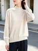 Camiseta básica de terciopelo Andy de tres hilos con cuello semi-alto para mujer, nueva ropa interior ajustada de otoño e invierno, suéter de punto ultrasuave y acogedor con detalles de abalorios