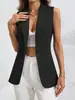 Em estoque 2026 novo colete de moda sem mangas europeu e americano transfronteiriço para mulheres, jaqueta de botão único slim fit para o trabalho, cor sólida