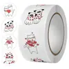 Etiqueta de presente decorativa branca redonda Obrigado Adesivo Cartoon pintado à mão Adesivo de selo de gato Adesivo divertido fofo