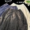 Camiseta Retro Americana Vintage de Manga Corta para Hombre Verano Oversize High Street Ins Suelta Desgarrada Top de Media Manga