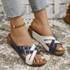 Zapatillas de Plataforma Gruesa de Talla Grande Transfronterizas Europeas y Americanas para Mujer 2025 Nuevas Sandalias Color Block con Hebilla de Cinturón de Boca de Pez