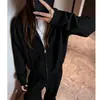 Nueva chaqueta suéter de punto con capucha para mujer, otoño e invierno, con diseño de cremallera, corte holgado, casual y versátil, top casual y relajado