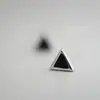 Brincos de Prata 925 Atacado, Brincos Triângulo Preto Simples Geométricos Estilosos para Mulheres, Brincos de Prata Pura Moda Coreana