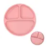 Prato de Silicone para Comida de Bebê com Ventosa Reforçada, Tigela de Silicone com Tampa, Louça de Silicone Dividida com Rosto Sorridente para Alimentação