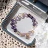 Pulsera de amatista natural para niñas, estudiantes y trabajadores de oficina, un accesorio de lujo ligero y de alta gama, un regalo único para una mejor amiga