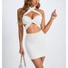 2026 Amazon Transfronterizo Nuevo Vestido Corto de Mujer Verano Europeo y Americano Hueco Cuello Halter Ajustado Sexy