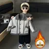 Roupas de Inverno para Meninos Jaqueta de Couro e Pelo Integrada com Plus Velvet Estilo Coreano Roupas Legais e Estilosas para Crianças Top Street-Cool para Bebês