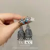 Nuevos Pendientes Retro de Industria Pesada Europeos y Americanos 2025 Zirconia de Alta Gama Pendientes de Carrillón Estéreo Accesorios de Lujo para Mujeres