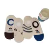 Calcetines de cachorros de dibujos animados para mujer, calcetines invisibles de verano finos y lindos con puntos azules, antideslizantes, de corte bajo para mujer