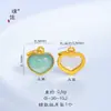 Jade Azul Natural de Agua Pixiu que Atrae la Fortuna Calabaza en Forma de Corazón Cuentas de Transferencia con Agujero Fuerte Retención de Color Accesorios Dorados para DIY