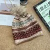 Gorro de Punto Jacquard Estilo Japonés Vintage Fair Isle para Mujer, Invierno con Dobladillo Enrollado, Adelgazante, Cálido y Versátil Slouchy Beanie