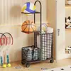 Estante de almacenamiento para equipo de fitness, cesta de almacenamiento para equipo deportivo con ruedas, estante para baloncesto en casa, cesta de almacenamiento para colchonetas de yoga