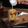 Taza de Café con Leche de Vidrio de Doble Capa Personalizada por el Fabricante Resistente a Altas Temperaturas Taza de Té Transparente para Latte con Asa Taza de Doble Capa