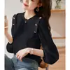 Blusa de Malla con Encaje y Gasa para Mujer, Nuevo Estilo Otoño Primavera 2026, Top Holgado Versátil, Camisa Básica para Mujer