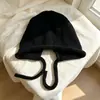 Gorro de punto para mujer, otoño e invierno, cálido, estilo coreano, hace que la cara se vea más pequeña, gorro de lana, adecuado para circunferencia de cabeza grande, versátil, protección para los oídos, gorro para clima frío