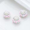Flor de arcilla blanda nueva, cuenta plana de barril, bola con taladro, se puede perforar agujero recto, cuentas, llavero, accesorios para collar, joyería al por mayor