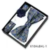 Conjunto de Tres Piezas para Hombre: Pajarita, Pañuelo Cuadrado, Broche en una Caja de Regalo para Boda, Padrinos de Boda, Traje, Decoración de Camisa, Pajarita, Corbata Mariposa