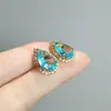Brinco de Imitação de Esmeralda em Formato de Gota, Venda Quente em Transmissão Ao Vivo, Brincos de Luxo Leve da Moda com Zircônio Amarelo, Água-Marinha e Ouro Branco