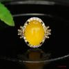Anel de Ágata Natural Aiyu Anel de Calcedônia Amarela Óleo de Galinha Cristal Benefícios da Transmissão ao Vivo Atacado Dropshipping S4061220L