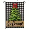 Nova bandeira de jardim de Natal Amazon transfronteiriça com boneco de neve e árvore de Natal, bandeira de linho para feriado para pátio externo