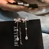 Pendientes Exquisitos Dulces con Lazo Japonés y Coreano para Mujer, Lujo Ligero, Elegantes y Deslumbrantes Pendientes Largos de Borla, Joyería de Oreja de Gota de Agua