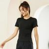Transfronterizo Nuevo Deportivo Manga Corta para Mujer Secado Rápido Cuello Redondo Ropa para Correr Entrenamiento Fitness Transpirable Ropa de Yoga Camiseta de Verano Verano