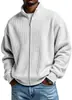 Estación Independiente Transfronteriza Europea y Americana Ropa de Hombre Estilo Americano Moda Desgastada para Hombre Chaqueta Sencilla de Color Sólido Waffle Cuello Alto con Cremallera