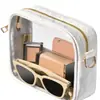 Bolsa Transparente para Shows da Amazon Novo em estoque Bolsa Quadrada com Zíper de PVC Atacado Bolsa Transparente de Couro Cruzada para Senhoras