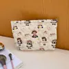 Neceser de estilo francés suave con estampado de dibujos animados, grueso, de gran capacidad, con cremallera, bolso de aseo, nuevo bolso de mano con forma de corazón para chicas.