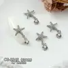 Acessórios Brilhantes de Zircônia para Nail Art em Dourado e Prata, Laço Luxuoso de Alta Qualidade Cravejado de Zircônia com Pingente de Pérola, Decoração de Diamante para Unhas
