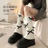 Polainas cálidas Maillard de otoño e invierno para mujer, diseñadas para usarse con botas de nieve, con diseño de lazo, calcetines apilados y cubiertas de calcetín tejidas de bloques de color