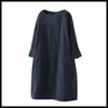Outono e Inverno Novo Vestido de Veludo Cotelê Retro Cor Sólida Vestido Solto Roupa Feminina Plus Size para Meninas Cheinhas
