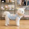 Chaleco arnés con corbata de lazo de mezclilla fina de otoño para perros pequeños y medianos, ropa para mascotas para uso en exteriores con correa
