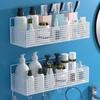 Estante de Almacenamiento, Estante de Almacenamiento de Cocina Escurridor de Trapos sin Perforaciones, Estante de Almacenamiento de Baño y Cosméticos Montado en la Pared con Ganchos