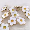 Botão de Metal com Ponto Botão de Flor Botão de Flor Branca Botão de Camisa Casaco Botão Decorativo Moda Infantil Fofa