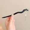 Nuevo Pasador de Estilo Chino con un Toque Vintage, Pasador de Madera Negra de Alta Gama para Mujer, Accesorio para el Cabello con Borla, Palillo para el Cabello, Nuevo Modelo 2026