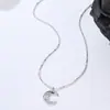 Collar de Luna Creciente de Plata de Ley 925 para Mujer, Cadena Sencilla Versátil para Sudadera con Tachuelas de Diamante, Nueva Cadena de Clavícula de Estilo Ins de Moda