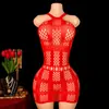 Bodysuit de Peixe em Renda com Strass Brilhante Estilo Natalino Transfronteiriço Vermelho Erótico com Recortes Sexy Peça Única Lingerie Pijama