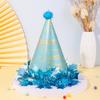 Sombrero de bola de pelo para fiesta de cumpleaños de niños y adultos, sombrero de cumpleaños de bebé, sombrero de cumpleaños con purpurina dorada y plateada