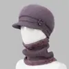 Chapéus de Lã Femininos para Outono e Inverno com Veludo para Manter Aquecido para Pessoas de Meia-Idade e Idosos, Chapéus de Lã para Mães com Pelo de Coelho, Proteção para Orelhas e Proteção contra o Frio, Chapéus de Tricô Estilo Ocidental