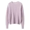 Nuevo Tejido de Punto de Seda y Cachemira con Cuello Redondo de Manga Larga para Mujer, Trenzado de Cable, Capa Base Suave y Lisa, Otoño/Invierno 2026