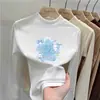 Camiseta linda y casual de manga larga para niñas, nueva colección otoño/invierno 2026, hecha de tela polar suave, estilo pullover con cuello semialto